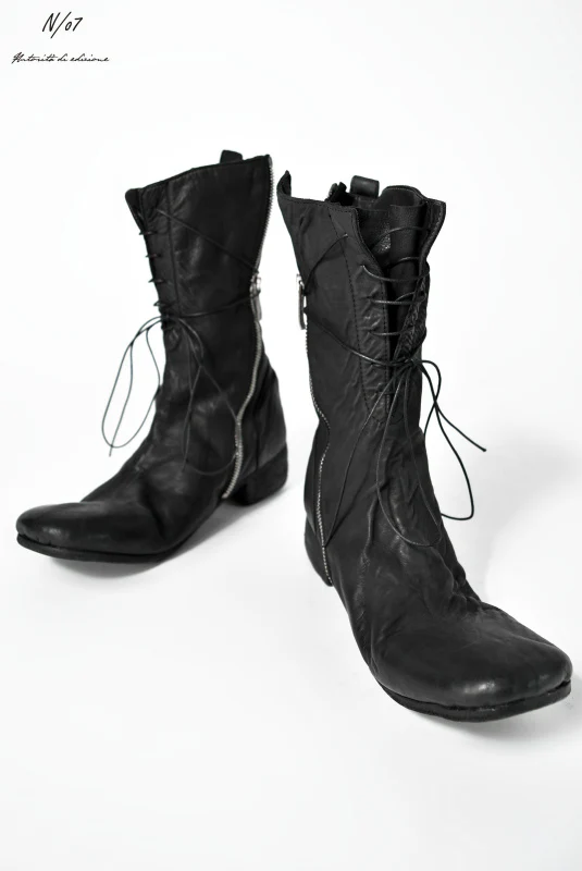 N/07 - enuzeronana CALFSKIN TUMBLER DYE BOOTS (BLACK) - Image 2