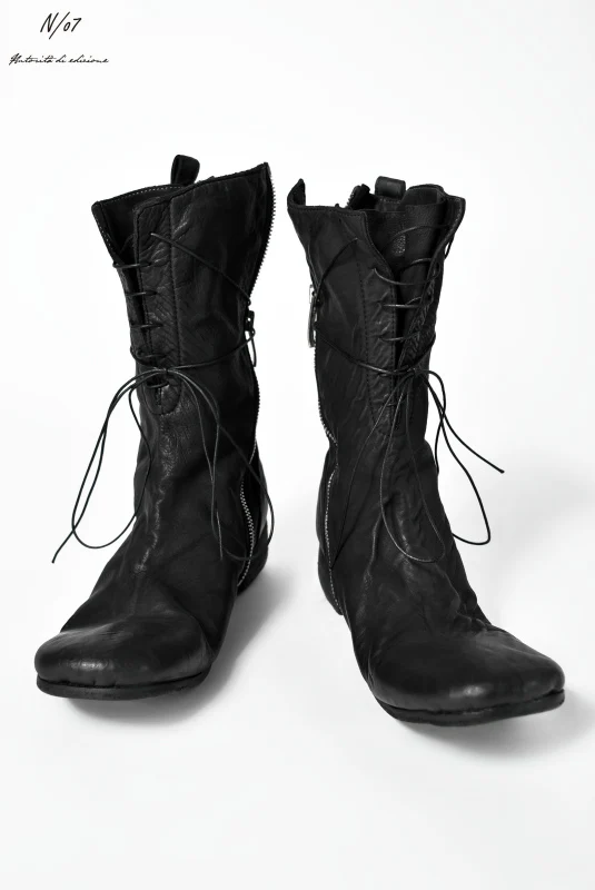 N/07 - enuzeronana CALFSKIN TUMBLER DYE BOOTS (BLACK) - Image 3