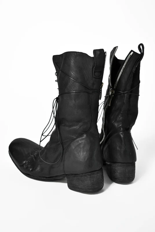 N/07 - enuzeronana CALFSKIN TUMBLER DYE BOOTS (BLACK) - Image 5