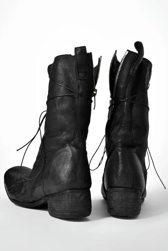 N/07 - enuzeronana CALFSKIN TUMBLER DYE BOOTS (BLACK) - Image 6
