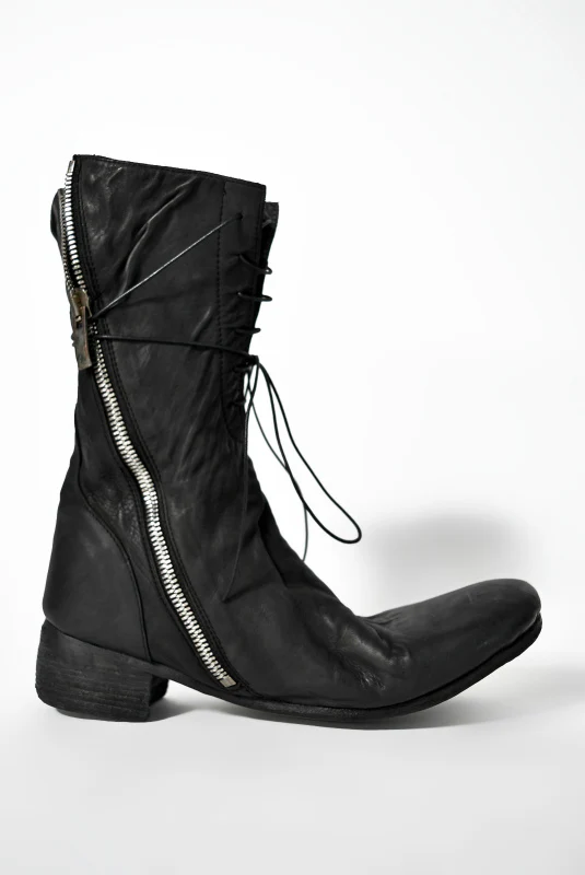 N/07 - enuzeronana CALFSKIN TUMBLER DYE BOOTS (BLACK) - Image 8