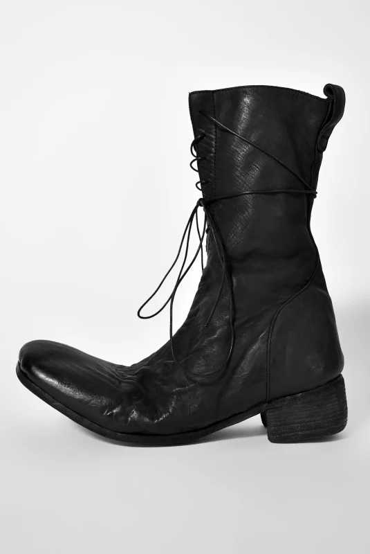 N/07 - enuzeronana CALFSKIN TUMBLER DYE BOOTS (BLACK) - Image 9