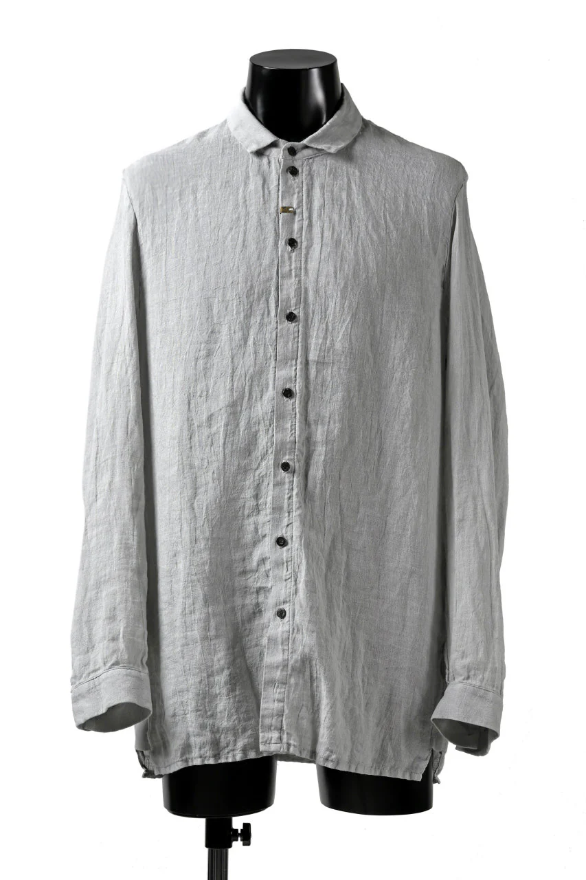 _vital button fly linen shirt / sumi dyed (LIGHT GREY)