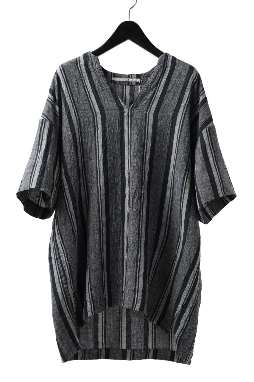 _vital exclusive minimal tunica tops / antique random stripe linen (NAVY x WHITE)