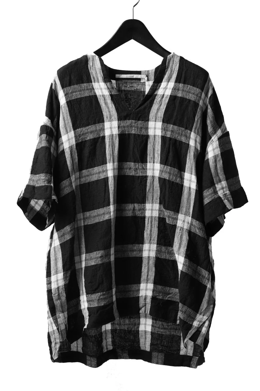 _vital exclusive minimal tunica tops / linen-plaid (BLACK x WHITE)