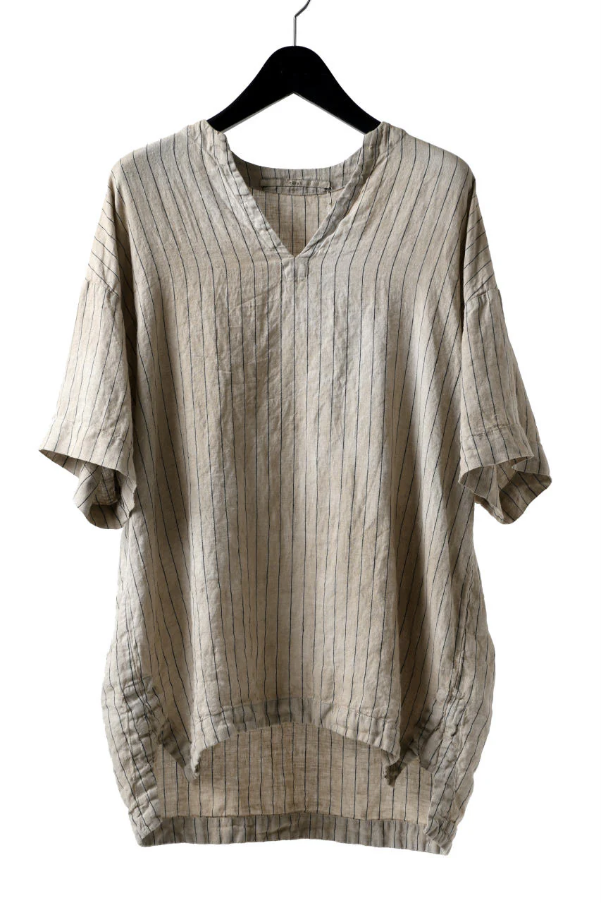_vital exclusive minimal tunica tops / tea stain dyed linen (BEIGE STRIPE)