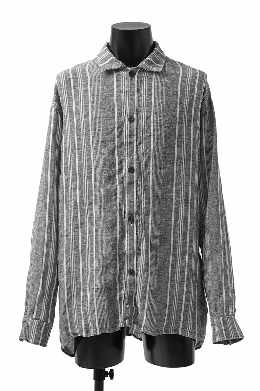 _vital exclusive oversized shirt / random stripe linen (LIGHT GREY)