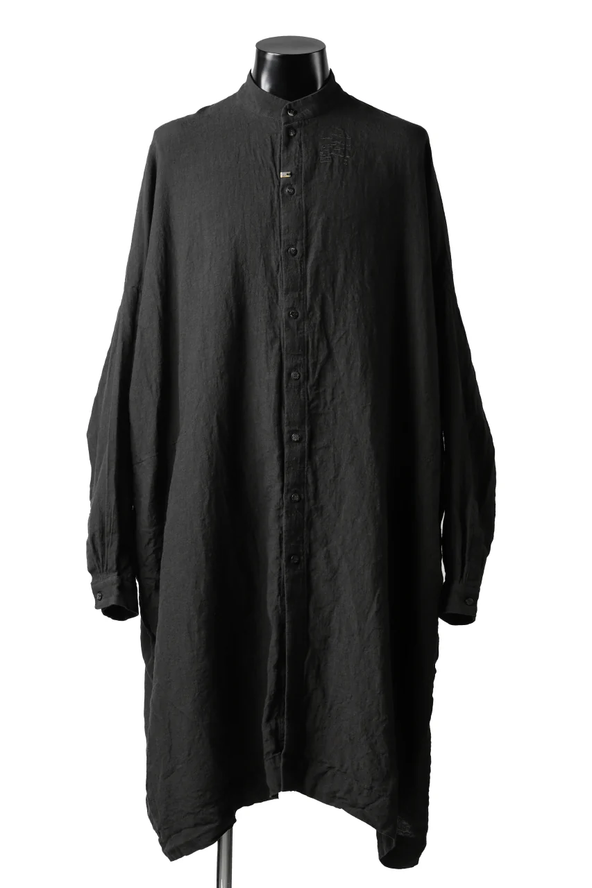 _vital exclusive stand collar relax long shirt (BLACK)