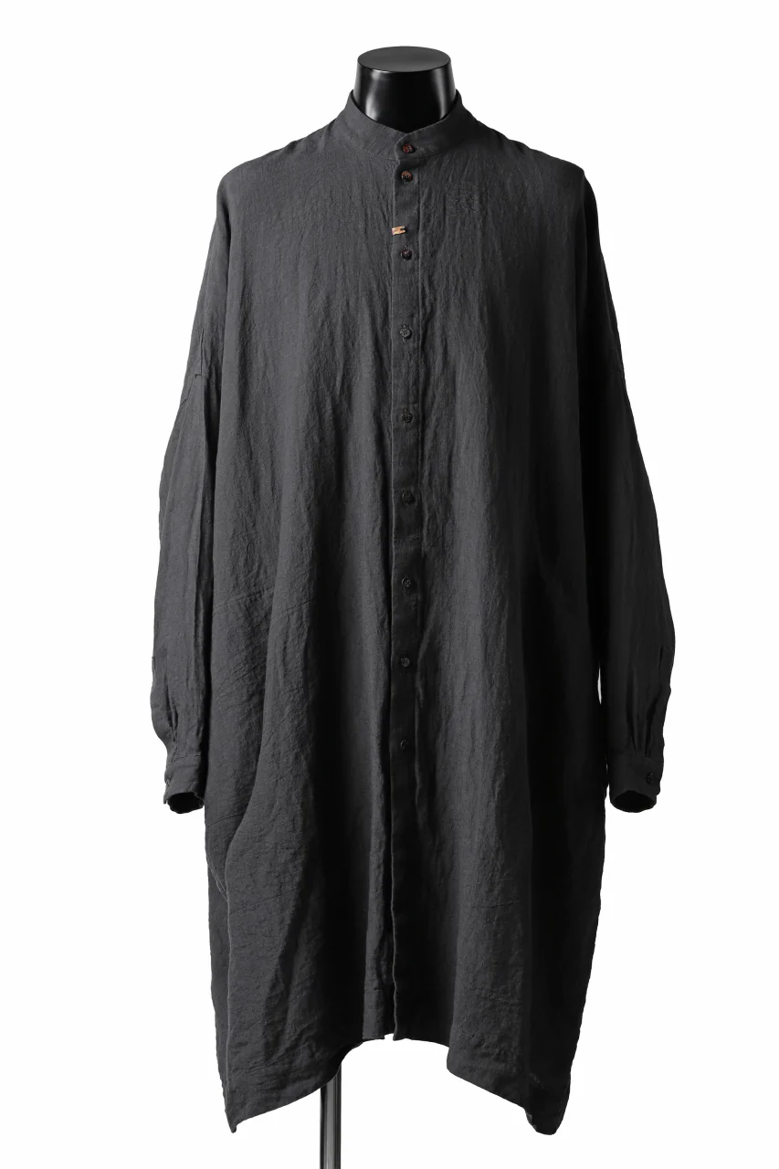 _vital exclusive stand collar relax long shirt (DARK GREY)