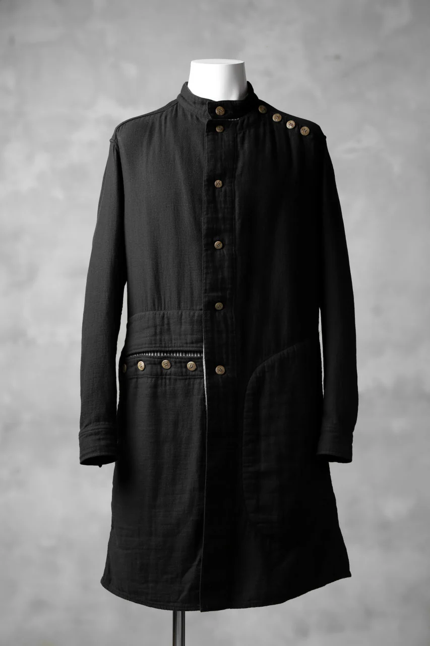 _vital layered shirts coat / cotton gauze and stripe