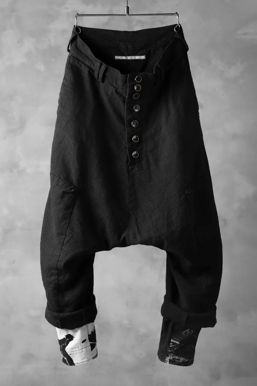 _vital sarouel wide layered pants / organic twill+texture print