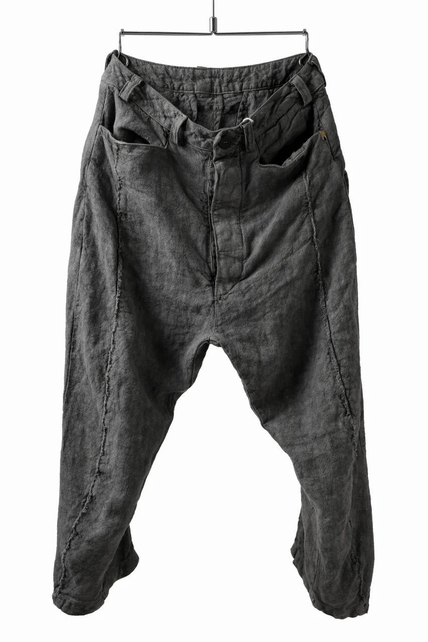 _vital curved narrow pants / japanese-ink dyed linen (GREY)