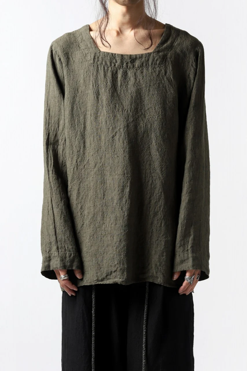 _vital square neck tunica tops / organic linen (苔/KHAKI)
