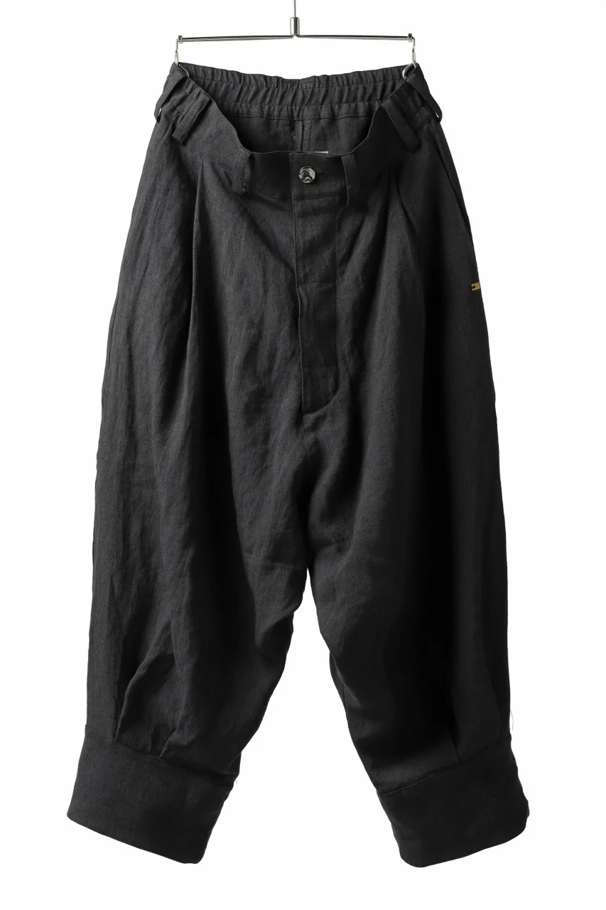 _vital tuck volume low crotch cuffs pants (BLACK)