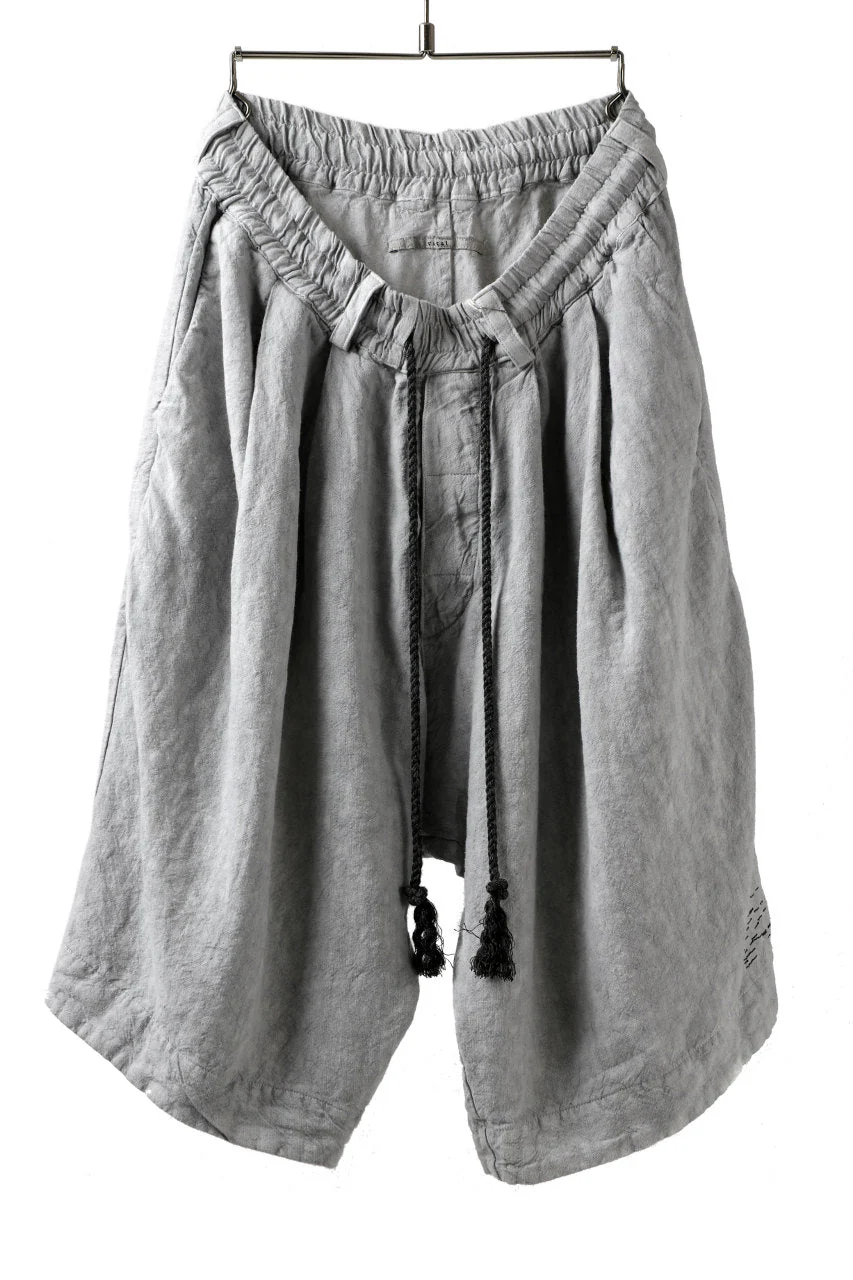 _vital tucked volume short pants / JP-ink dyed organic linen (L.GREY)