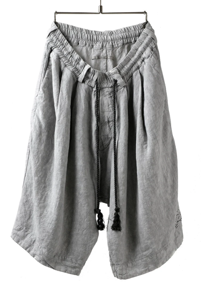 _vital tucked volume short pants / JP-ink dyed organic soft linen (L.GREY)