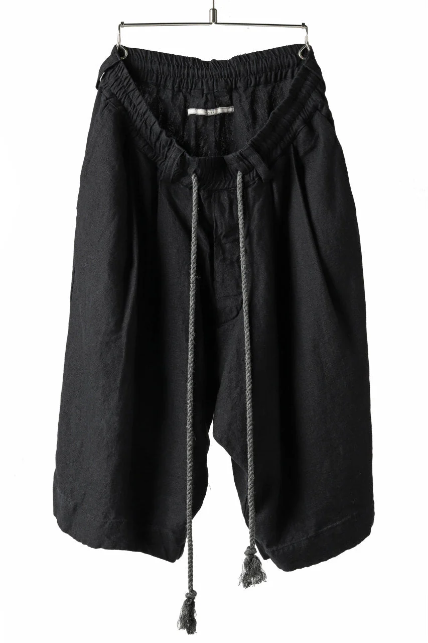 _vital tucked volume short pants / washer organic soft linen (BLACK)