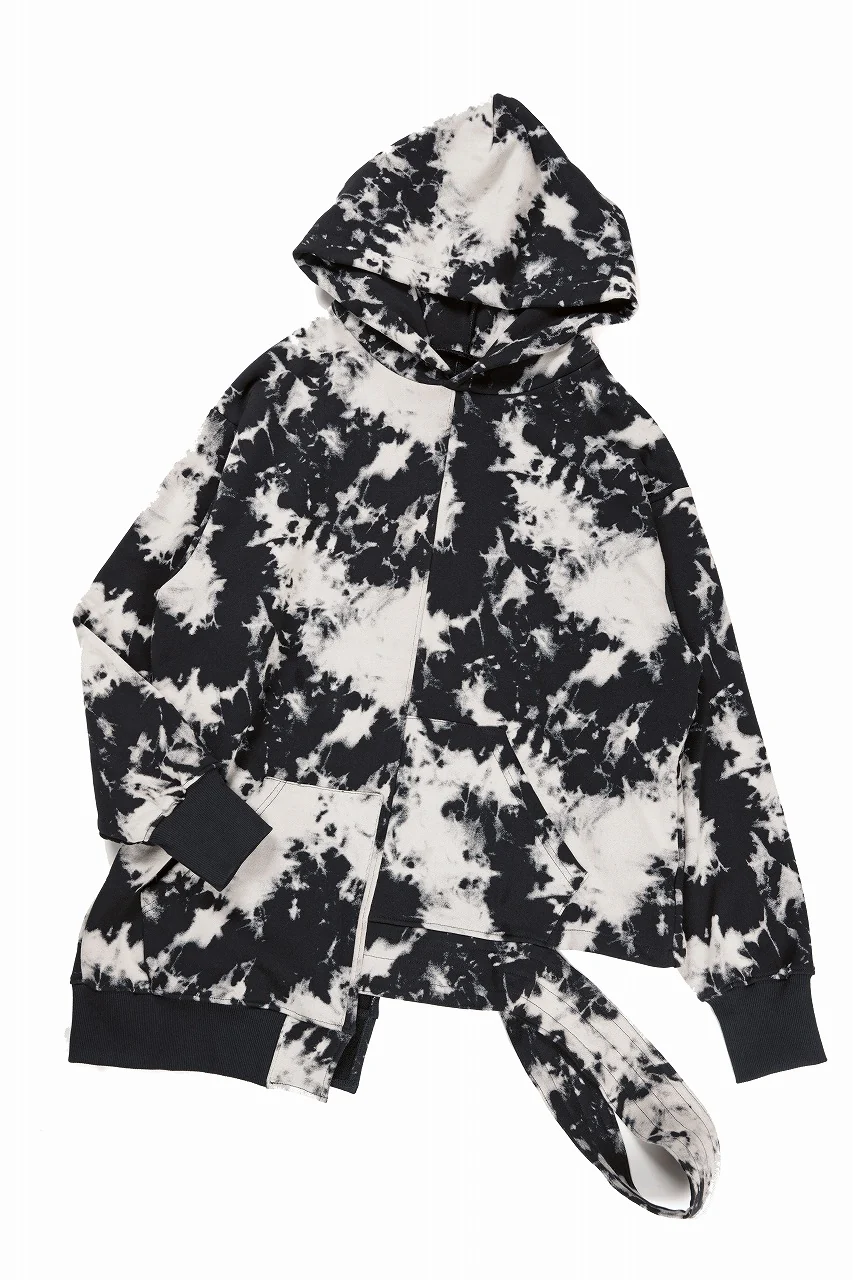 A.F ARTEFACT ASYMMETRY LOOP HEM HOODED TOPS / MOTTLED DYING (BLACK x IVORY) - Image 2