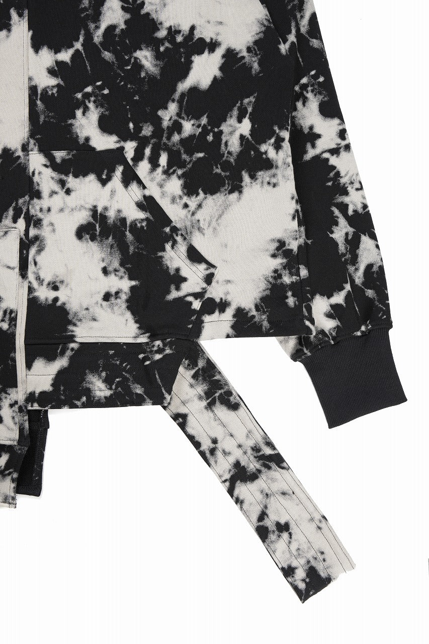 A.F ARTEFACT ASYMMETRY LOOP HEM HOODED TOPS / MOTTLED DYING (BLACK x IVORY) - Image 5