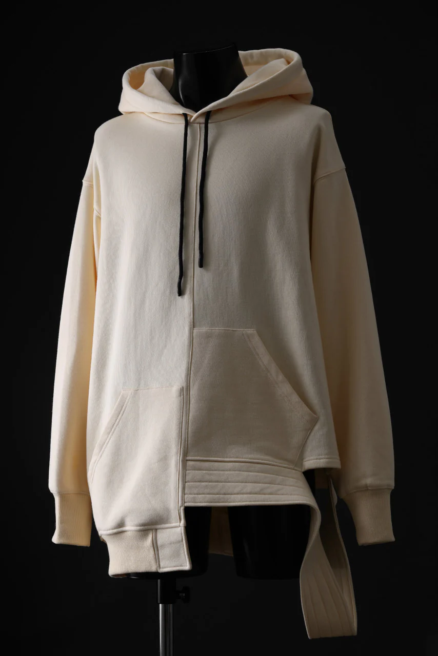 A.F ARTEFACT ASYMMETRY LOOP HEM SWEAT HOODIE (CREAM) - Image 2