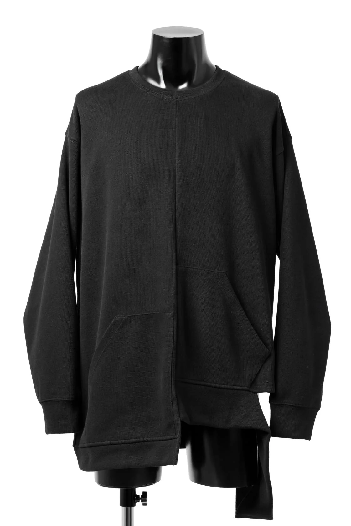 A.F ARTEFACT ASYMMETRY LOOP HEM TOP / COPE KNIT JERSEY (BLACK)