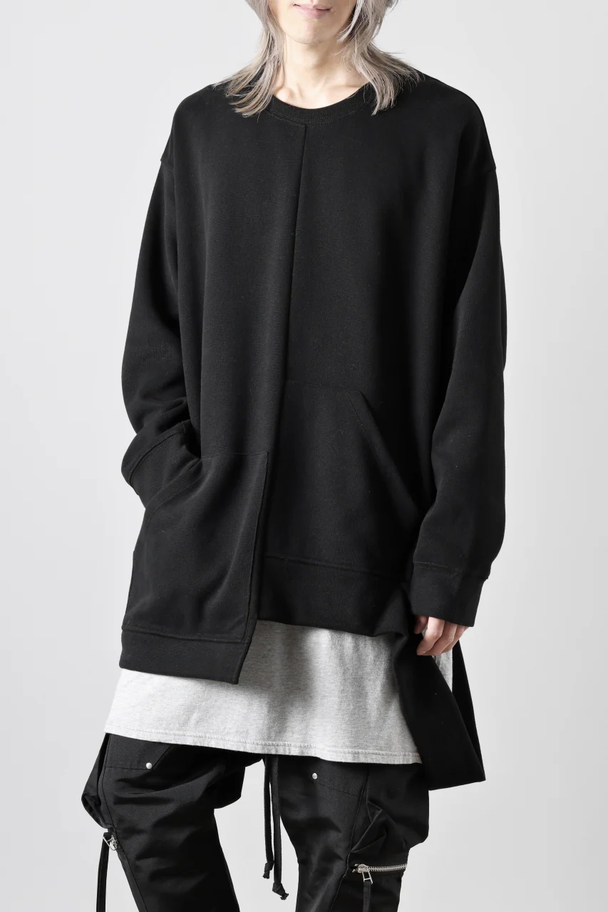 A.F ARTEFACT ASYMMETRY LOOP HEM TOP / COPE KNIT JERSEY (BLACK) - Image 16