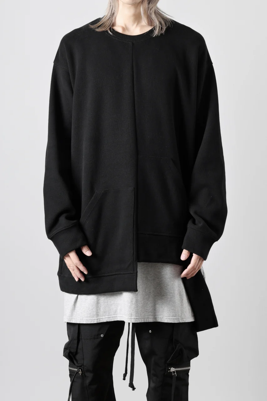 A.F ARTEFACT ASYMMETRY LOOP HEM TOP / COPE KNIT JERSEY (BLACK) - Image 3