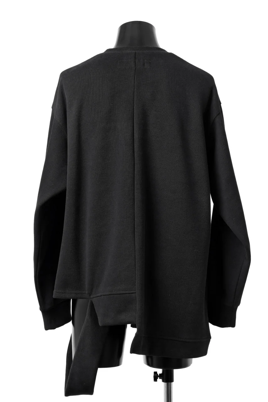 A.F ARTEFACT ASYMMETRY LOOP HEM TOP / COPE KNIT JERSEY (BLACK) - Image 8