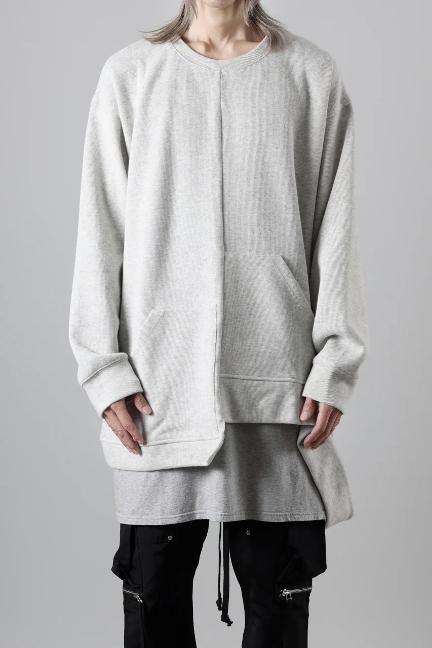 A.F ARTEFACT ASYMMETRY LOOP HEM TOP / COPE KNIT JERSEY (LIGHT GREY) - Image 2