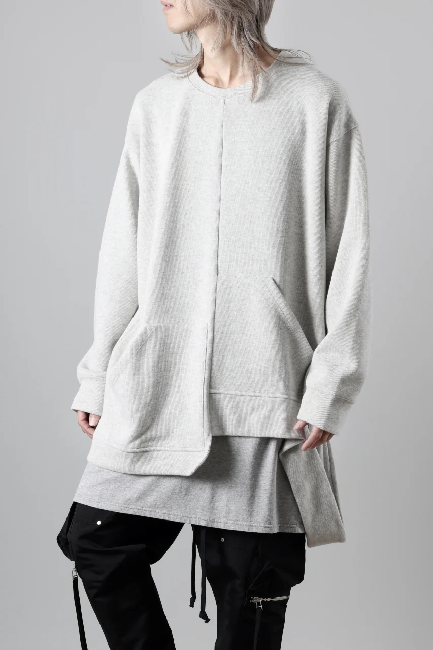 A.F ARTEFACT ASYMMETRY LOOP HEM TOP / COPE KNIT JERSEY (LIGHT GREY) - Image 3