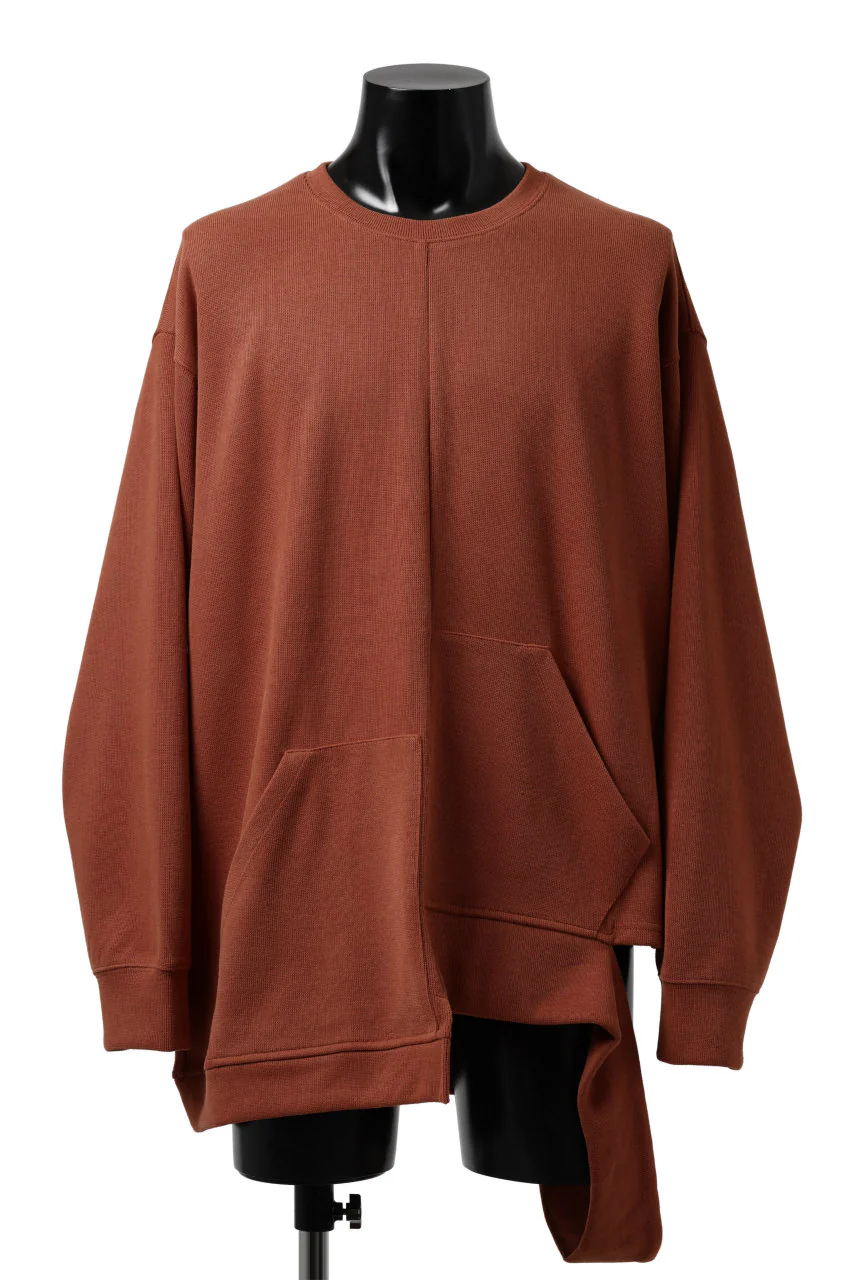A.F ARTEFACT ASYMMETRY LOOP HEM TOP / COPE KNIT JERSEY (ORANGE)
