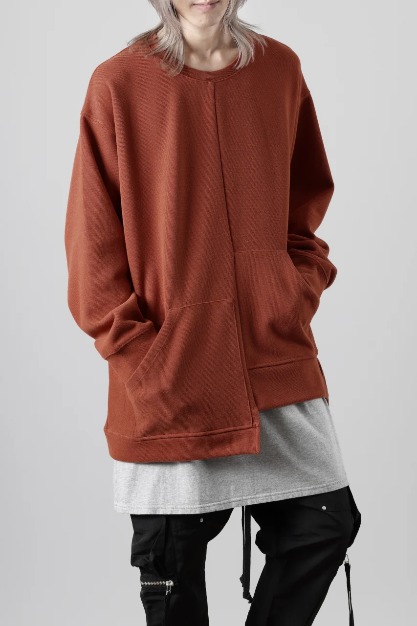 A.F ARTEFACT ASYMMETRY LOOP HEM TOP / COPE KNIT JERSEY (ORANGE) - Image 3
