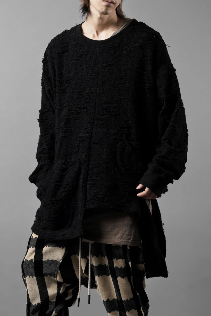 A.F ARTEFACT ASYMMETRY LOOP HEM TOPS / DAMAGE PILE & PLATING KNIT JERSEY (BLACK) - Image 11