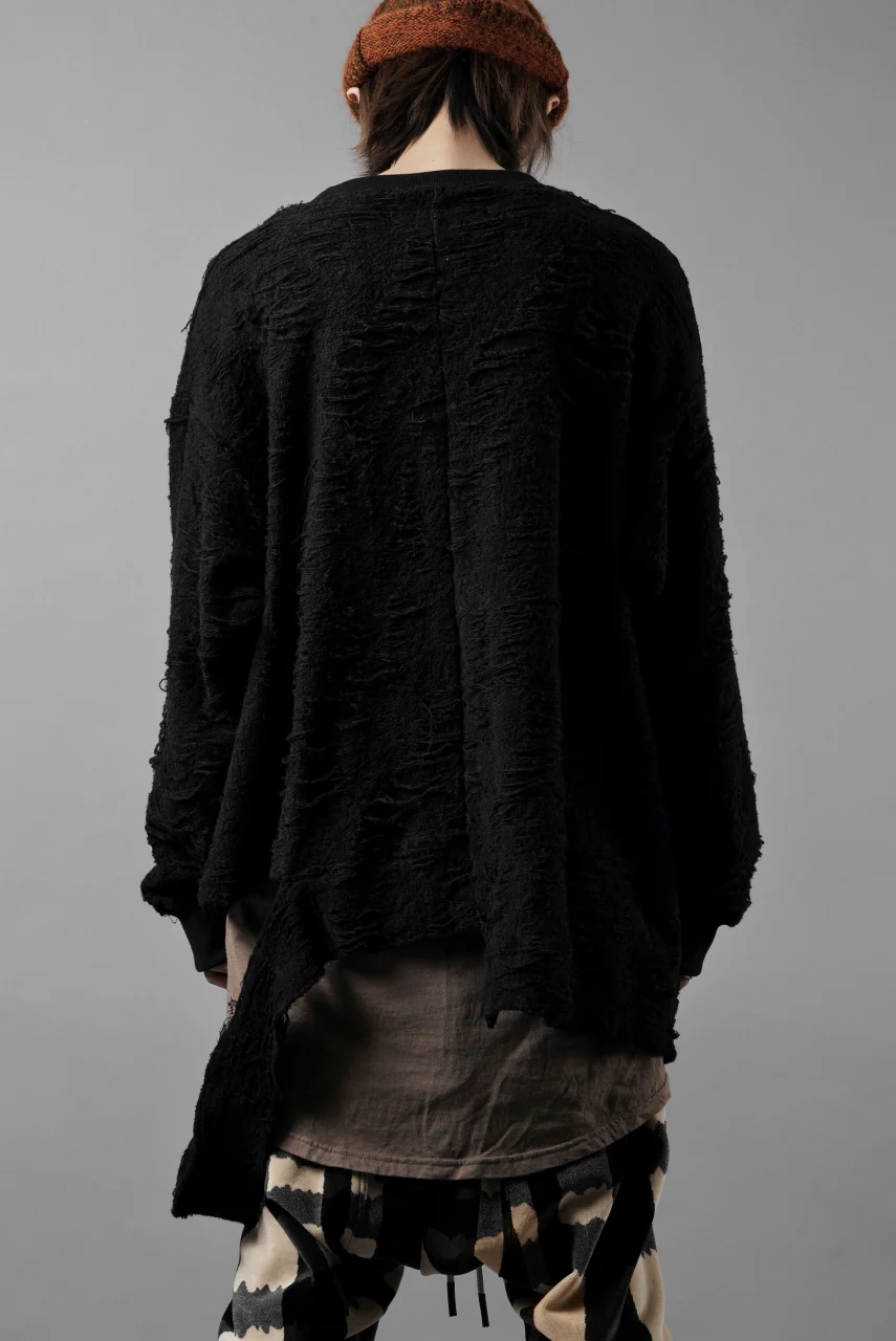 A.F ARTEFACT ASYMMETRY LOOP HEM TOPS / DAMAGE PILE & PLATING KNIT JERSEY (BLACK) - Image 12