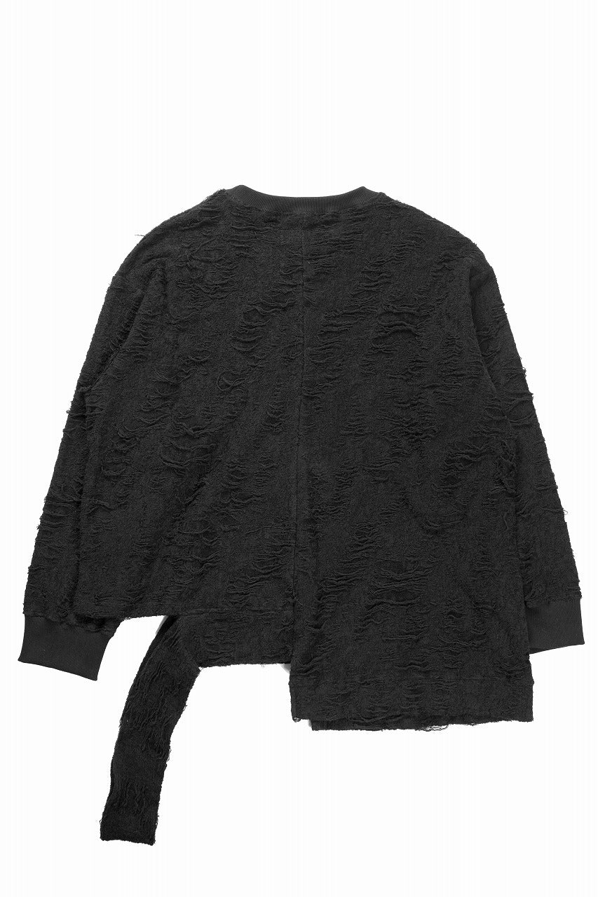 A.F ARTEFACT ASYMMETRY LOOP HEM TOPS / DAMAGE PILE & PLATING KNIT JERSEY (BLACK) - Image 2