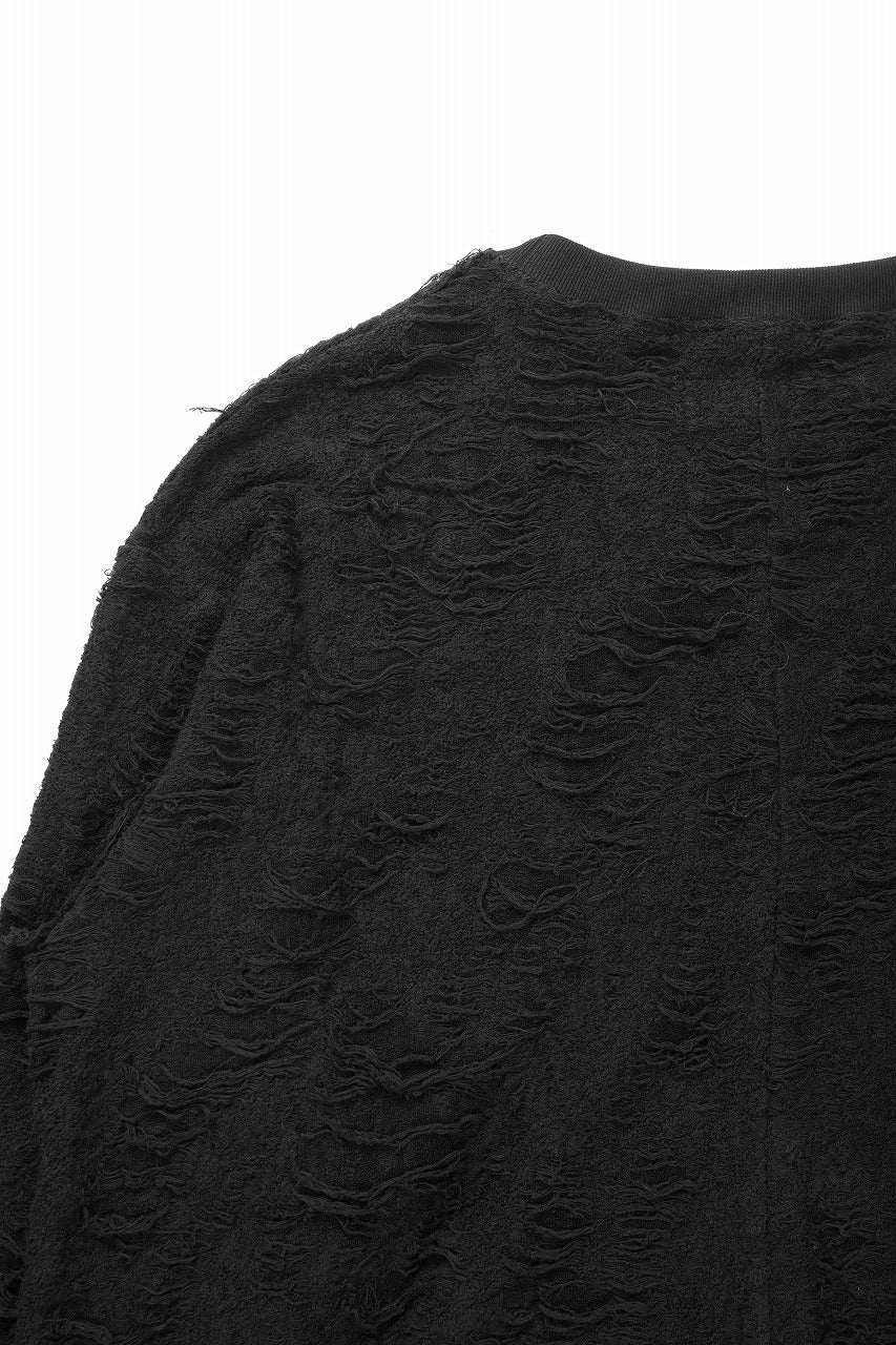 A.F ARTEFACT ASYMMETRY LOOP HEM TOPS / DAMAGE PILE & PLATING KNIT JERSEY (BLACK) - Image 6