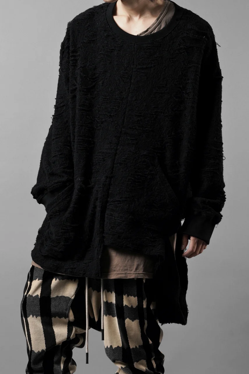 A.F ARTEFACT ASYMMETRY LOOP HEM TOPS / DAMAGE PILE & PLATING KNIT JERSEY (BLACK) - Image 9