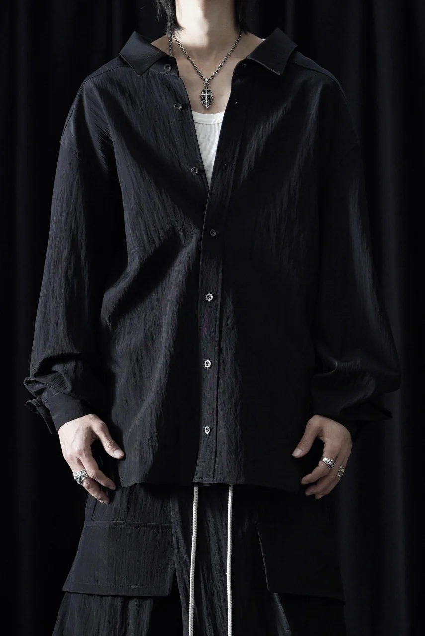A.F ARTEFACT BACK FACE SHIRTS / WOOL NYLON (BLACK) - Image 3