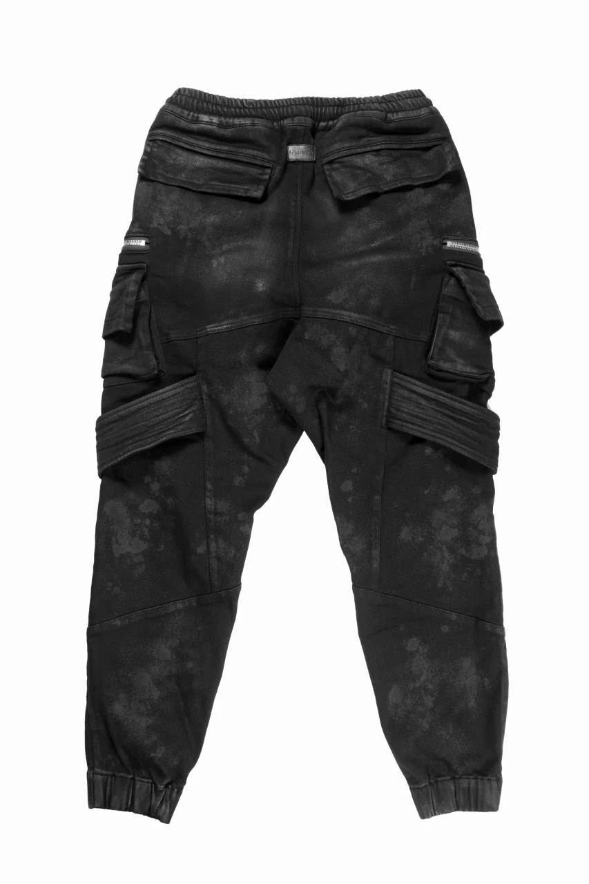 A.F ARTEFACT BELTED DETAIL JOGGER 2.0 / BRUSHED BACK COATING DENIM (BLACK) - Image 3