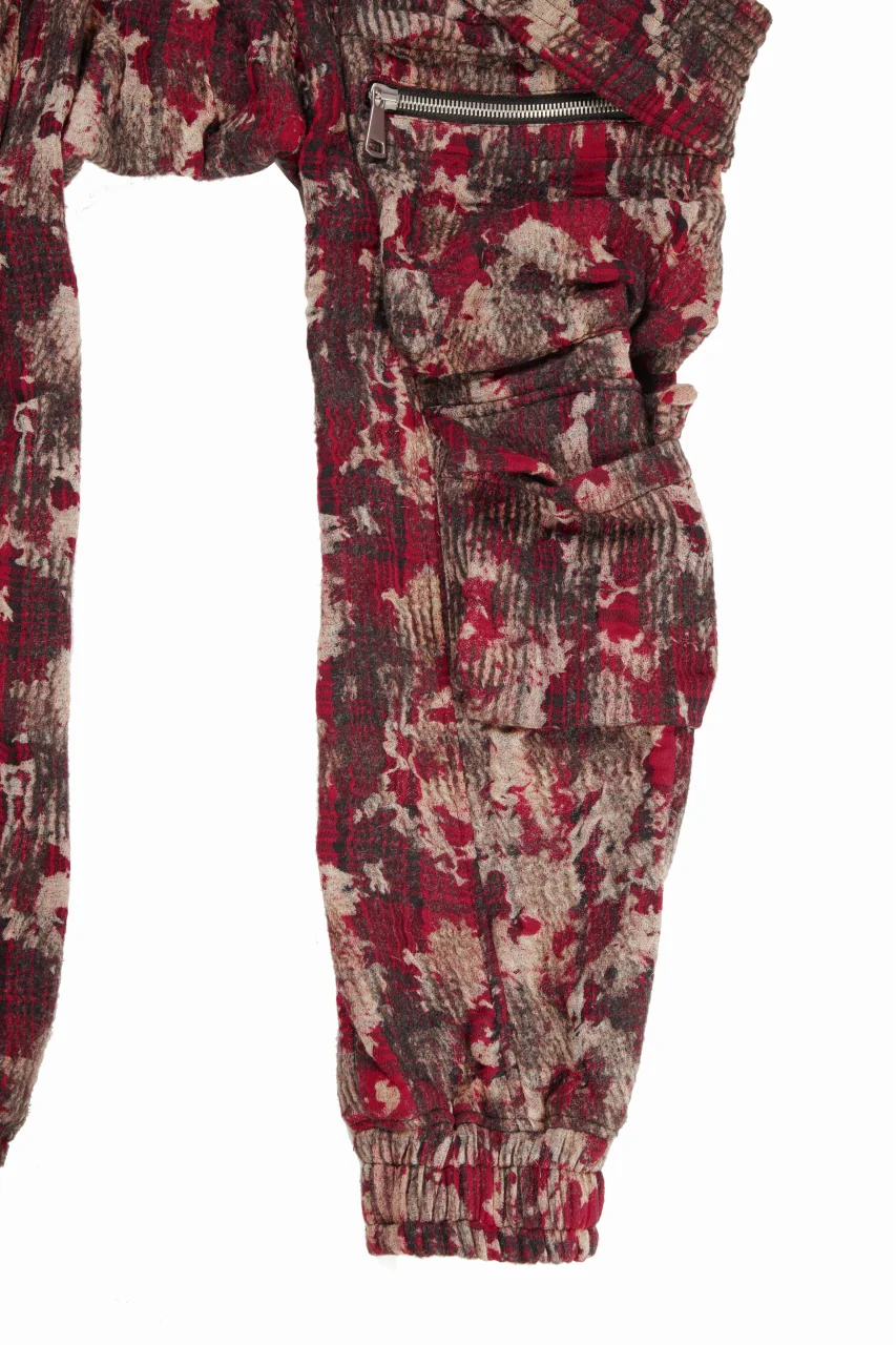 A.F ARTEFACT BELTED DETAIL JOGGER / JACQUARD ABSTRACT PATTERN (RED) - Image 3