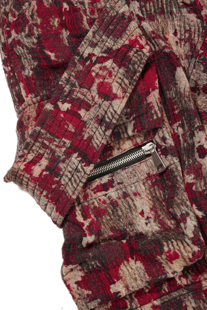 A.F ARTEFACT BELTED DETAIL JOGGER / JACQUARD ABSTRACT PATTERN (RED) - Image 4