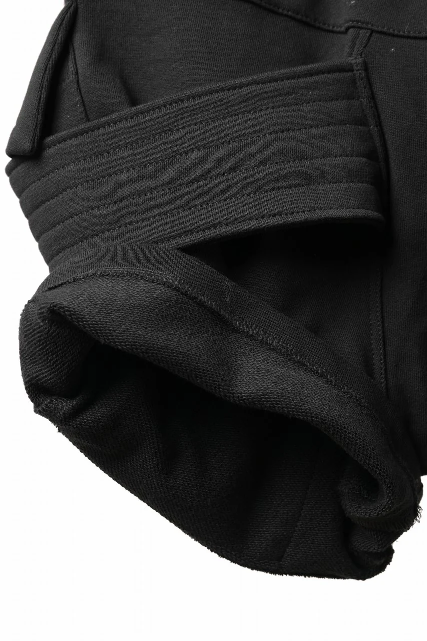 A.F ARTEFACT BELTED FLAP ZIP CARGO SARROUEL SHORTS / COTTON FLEECE (BLACK) - Image 10