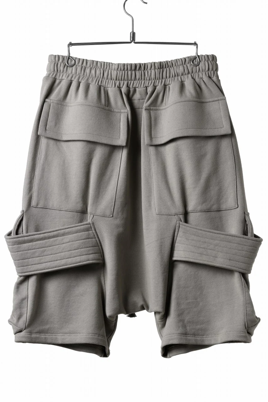 A.F ARTEFACT BELTED FLAP ZIP CARGO SARROUEL SHORTS / COTTON FLEECE (GREY) - Image 3