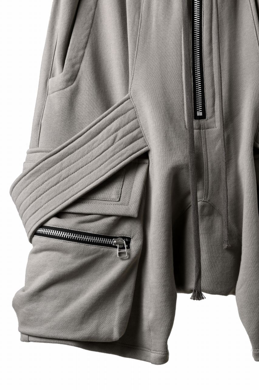 A.F ARTEFACT BELTED FLAP ZIP CARGO SARROUEL SHORTS / COTTON FLEECE (GREY) - Image 5