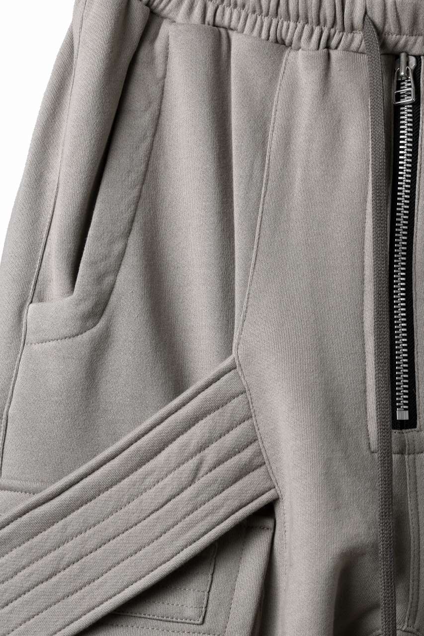 A.F ARTEFACT BELTED FLAP ZIP CARGO SARROUEL SHORTS / COTTON FLEECE (GREY) - Image 7