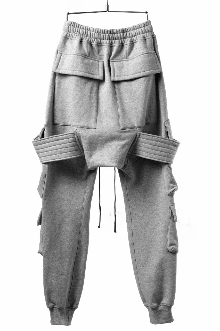 A.F ARTEFACT BELTED FLAP ZIP SARROUEL CARGO PANTS (HEATHER GREY) - Image 3