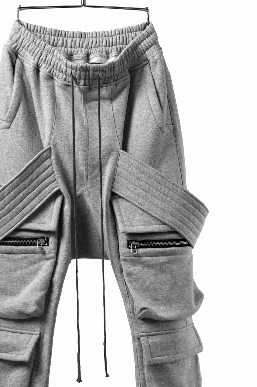 A.F ARTEFACT BELTED FLAP ZIP SARROUEL CARGO PANTS (HEATHER GREY) - Image 4