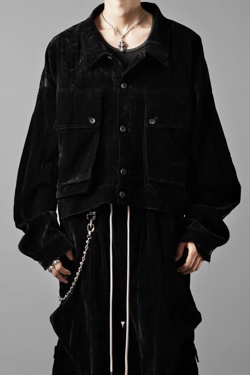 A.F ARTEFACT BIG POCKET SHORT BLOUSON / WASHER VELOR (BLACK) - Image 16