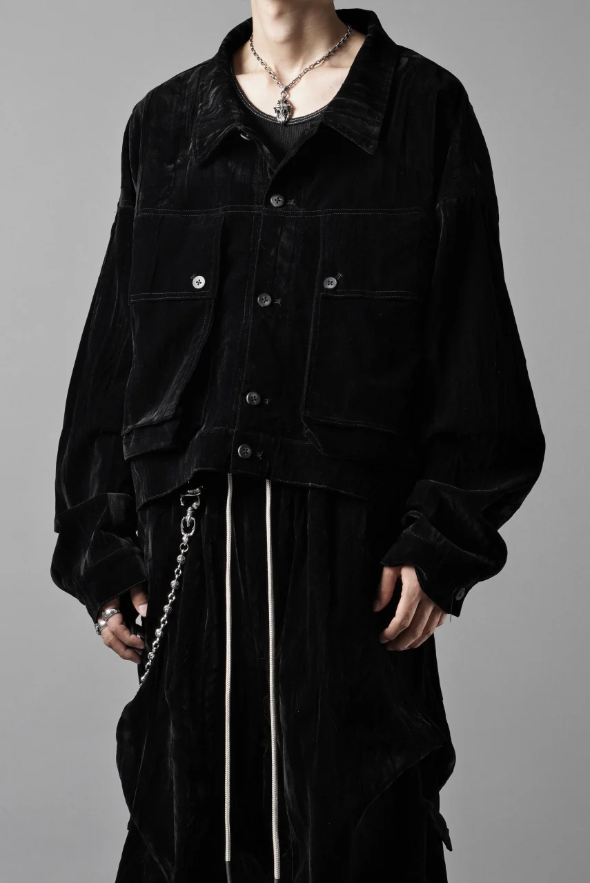 A.F ARTEFACT BIG POCKET SHORT BLOUSON / WASHER VELOR (BLACK) - Image 17