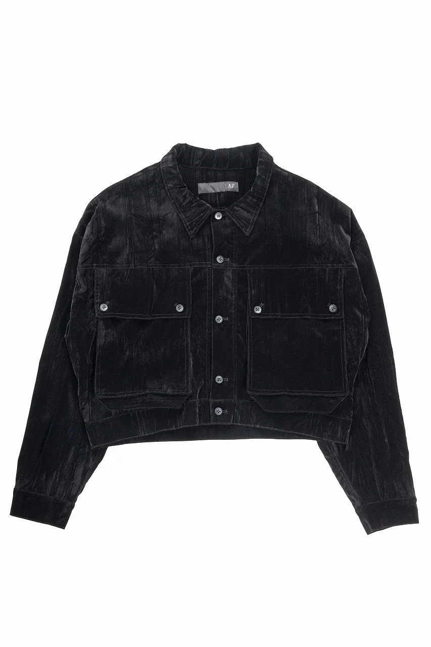 A.F ARTEFACT BIG POCKET SHORT BLOUSON / WASHER VELOR (BLACK) - Image 3